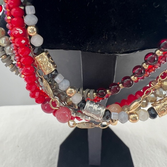 Demdaco Beaded Cross red glass and metal Charm bracelet with 7 strands - Picture 6 of 6